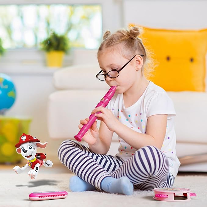 Lollipop Little Tikes Musical Instruments Set - Flute, Maracas, Harmonica, Tambourine for Toddlers, Educational Musical Toys Toys for Kids 24 Months+ (Paw Patrol Pink)
