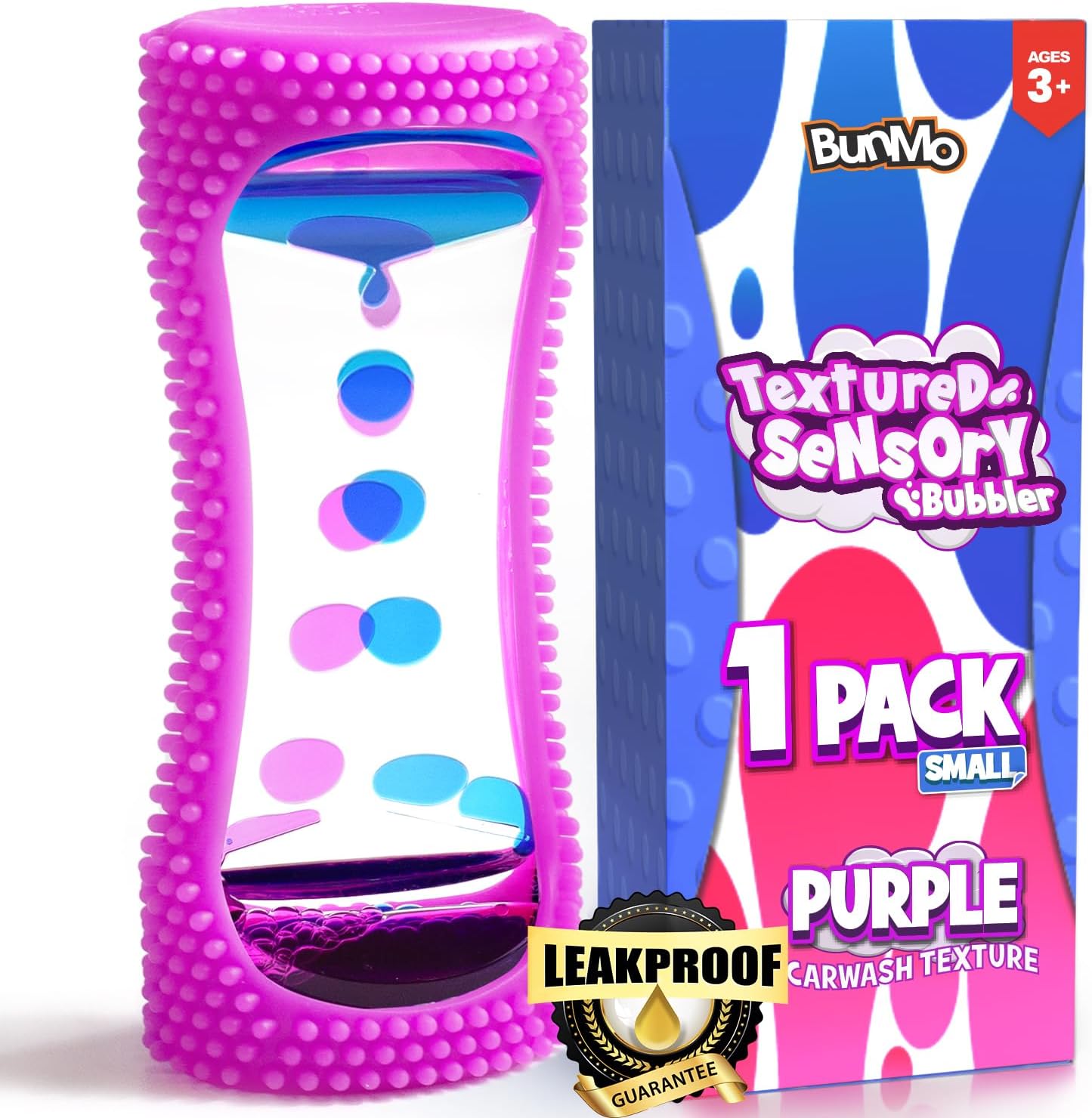 BUNMO Liquid Motion Bubbler with Sensory Texture - Liquid Timer - Bubble Timer - Liquid Motion Sensory Toys for Autism, Calming & Sensory Exploration - Kid Sensory Bottles Tubes - Small Purple