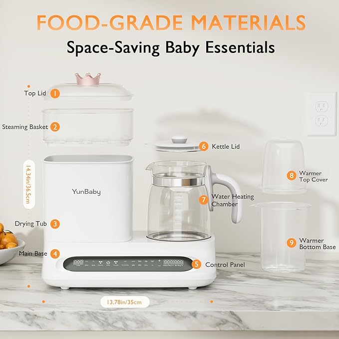 Baby Bottle Warmer & Steamer, 44oz Formula Kettle with Drying & Steam, Multi-Function Bottle Warmer for Breastmilk, Food & Baby Essentials