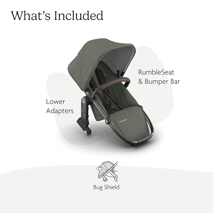 UPPAbaby RumbleSeat V3 Second Lower Seat - Compatible with Vista V2 and Vista V3 - All-Weather Seat + Magnetic Buckle – Adapters Included -Evelyn (Meadow Green)