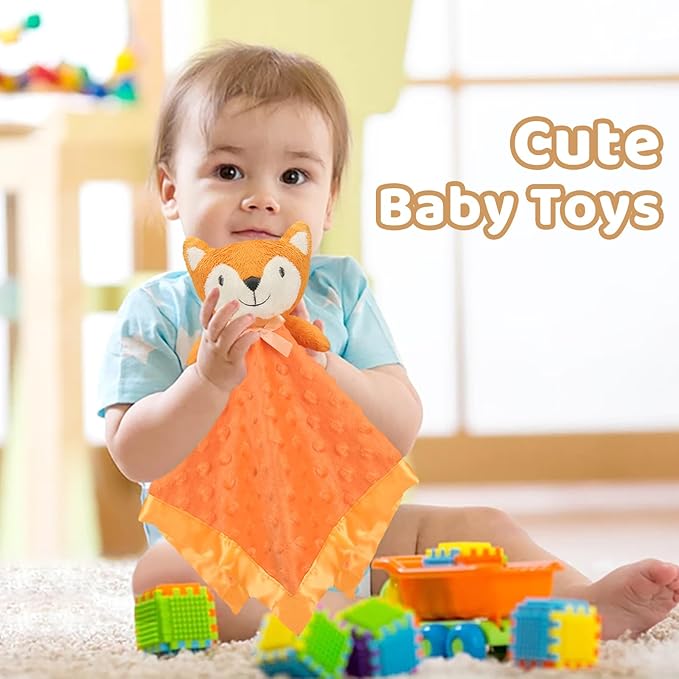 Pro Goleem Fox Security Blanket Orange Soft Baby Lovey Unisex Lovie Baby Gifts for Newborn Toddler Snuggle Toy Stuffed Animal 16 Inch