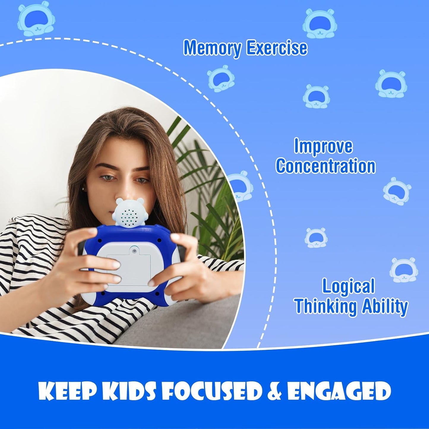 Pop Fidget Kids Games Toys, Fast Push Game,Handheld Game for Kids 3+, Quick Push Game, Bubble Stress Pop Light Up Game, Autism Sensory Toys Mini Games, Birthday Gifts for Kinds -Blue