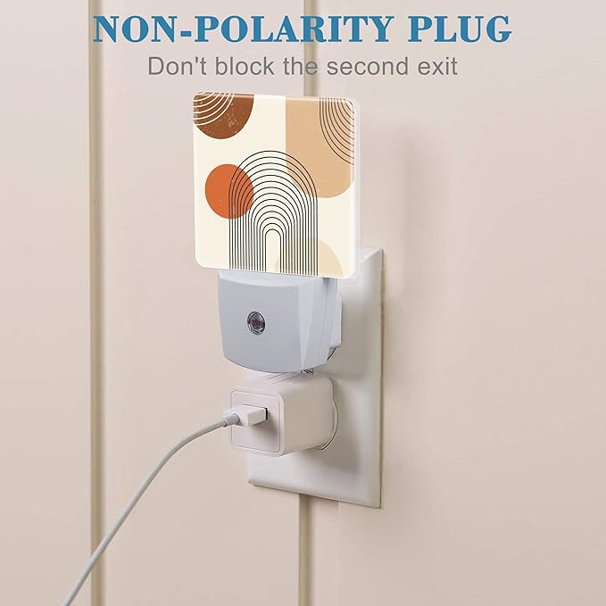 Plug in Night Lights Bohemian Art Abstract Lines Nightlight Plug Into Wall Dusk to Dawn Sensor LED Night Light for Kid Girls Boys Women Room Decor,Hallway,Kitchen,Bathroom,Nursery,Stairs