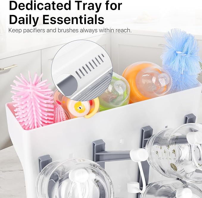 Ultimate Baby Bottle Drying Station -Space Saving Standing Drying Rack for Baby Bottles Multi-Level Vertical Holder for Maximum Airflow & Storage
