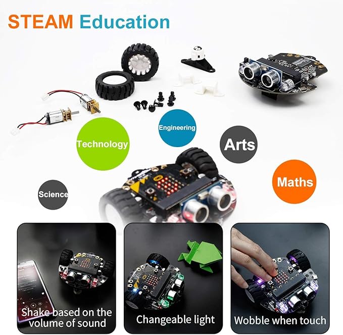 Yahboom Micro:bit DIY Coding Science Building Kit Smart Toys Car Robotic Kit Learning Educational STEM Projects for Kids Ages 8-12（Without Microbit）