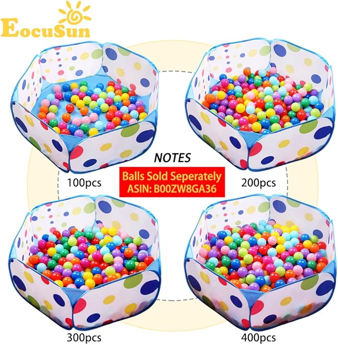 EocuSun Kids Ball Pit Large Pop Up Toddler Ball Pits Tent for Toddlers Girls Boys for Indoor Outdoor Baby Playpen w/Zipper Storage Bag, Balls Not Included (Blue)
