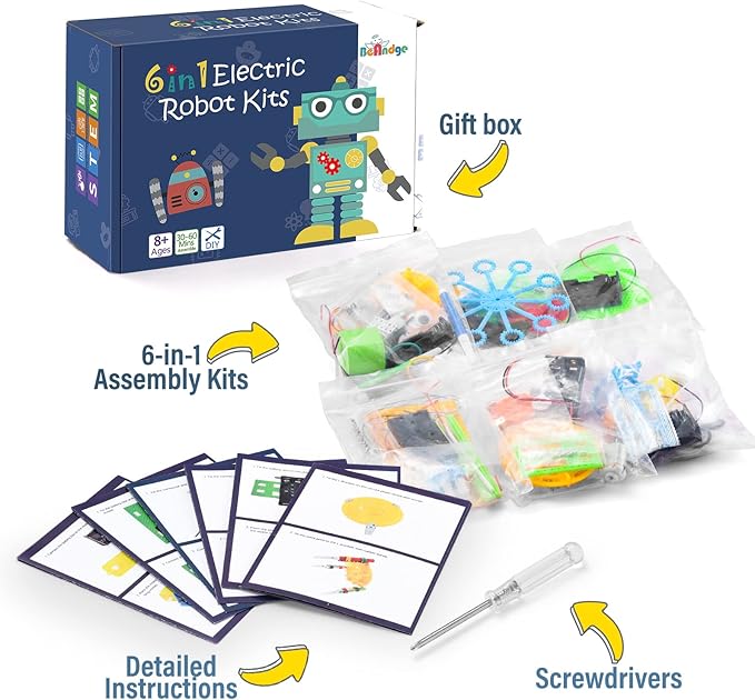 Science STEM Kits for Kids Age 8-12 6-8 12-14 10-12, STEM Toys for Ages 8-13, Boys Girls Crafts, Electronic Robotic Projects Experiments Engineering Activities, DIY Coding Robots 6 7 8 + Year Old