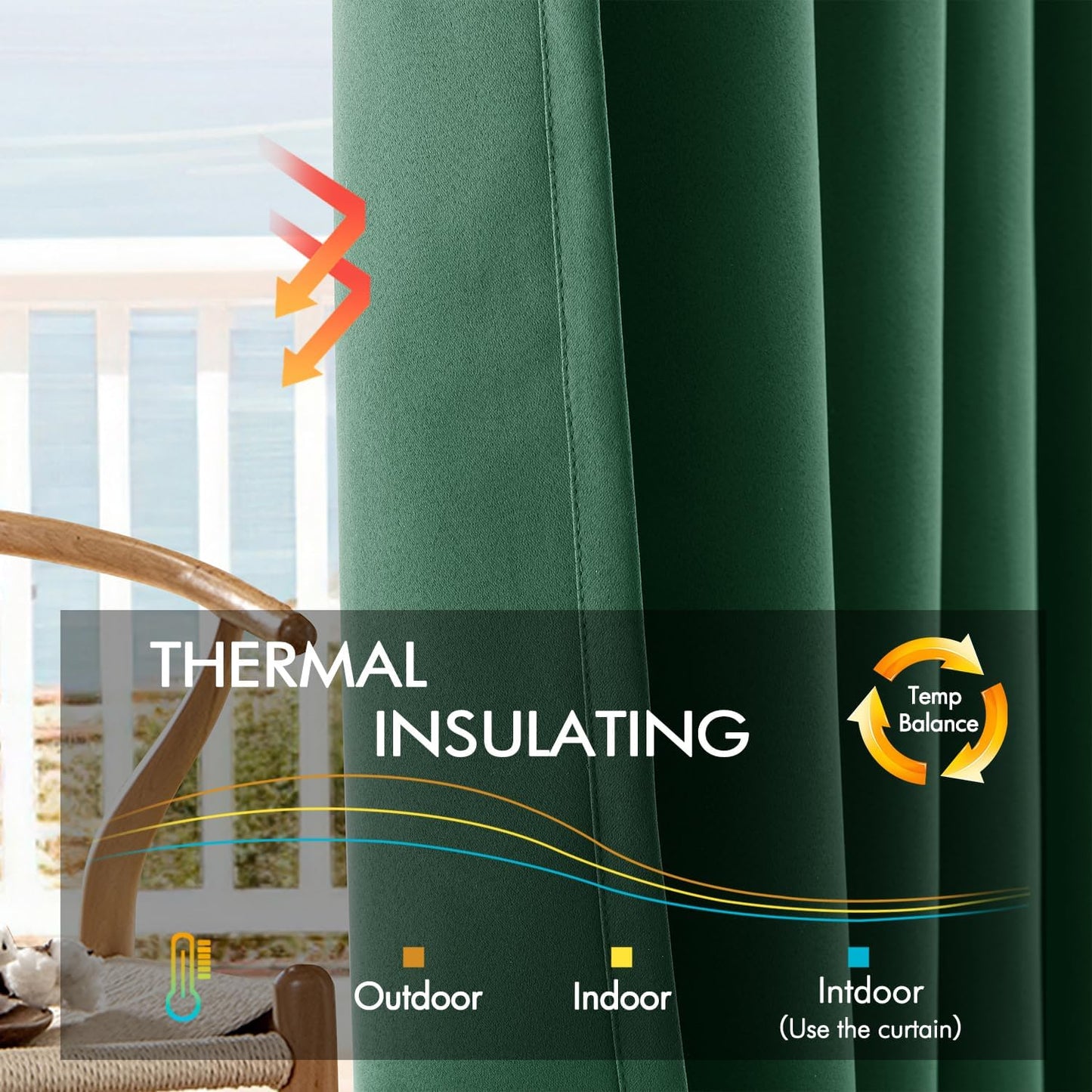 ANRODUO Back Tab Blackout Curtains for Bedroom Living Room, Rod Pocket Pinch Pleated Thermal Insulated Room Darkening Curtains 54 Inches Long 2 Panels, Hunter Green, 42 x 54 Inch