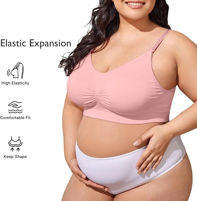 iloveSIA 4Pack Nursing Bra for Breastfeeding Maternity Bra for Pregnancy Seamless Wireless Fit Bra Regular & Plus Size M-4XL