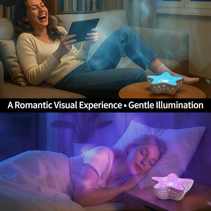 Galaxy Star Projector Light - 8-Color 3D Ocean Wave Water Ripple Night Lamp, Kids Bedroom & Living Room Decor, Romantic Gift
