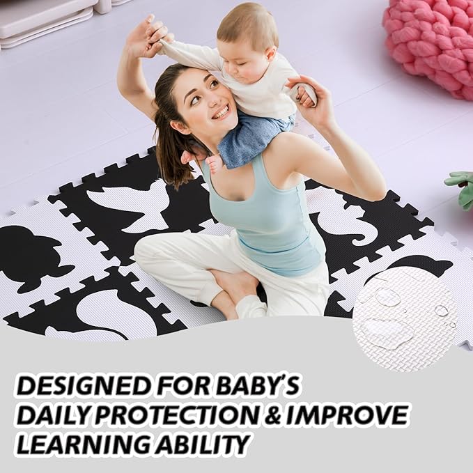 Coolcandy Baby Play Mat Without Fence, 9Pcs Interlocking Puzzle Floor Mat, 0.4" Thick Non-Toxic EVA Foam Play Mat, for Infants & Toddlers 3-36 Months, Soft Puzzle Tiles for Play Areas