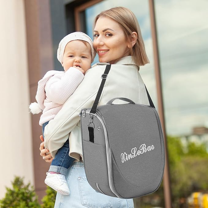 Baby Travel Bassinet Portable Bassinets, Foldable Carry Bag Bassinet Travel Crib, Lightweight Baby Lounger Pod Infant Bed with 2-1 Mosquito & Canopy (Grey)