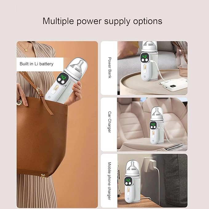 Luqeeg Bottle Warmer, Fast Infant Milk Warmer with LED Display Accurate Temp Control Defrosting Sterili Zing Temperature Sensors for Breastmilk Home Outdoor Travel All Bottles