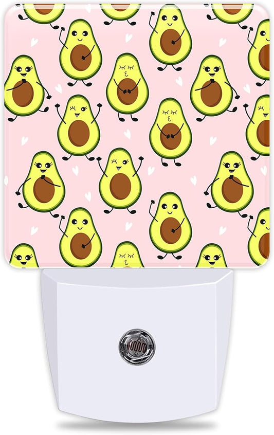 Cute Pink Avocado Night Light Plug into Wall with Dusk to Dawn Light Sensors Heart Shaped Avocado Night Light LED Lamp for Bedroom Hallway Home Wall Decor Nightlight for Girls Boys Men Women