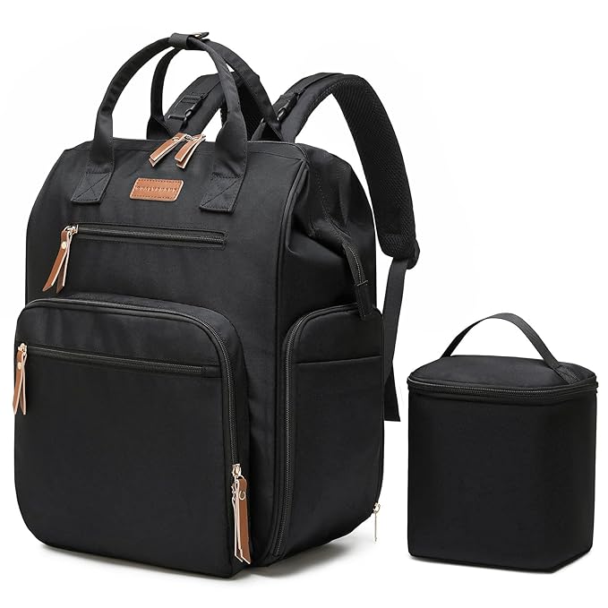 Breast Pump Bag for Spectra S1 S2 Medela, Convertible Large Diaper Bag Backpack for Working Moms with 14 inch Laptop Sleeve & Cooler Storage, Black