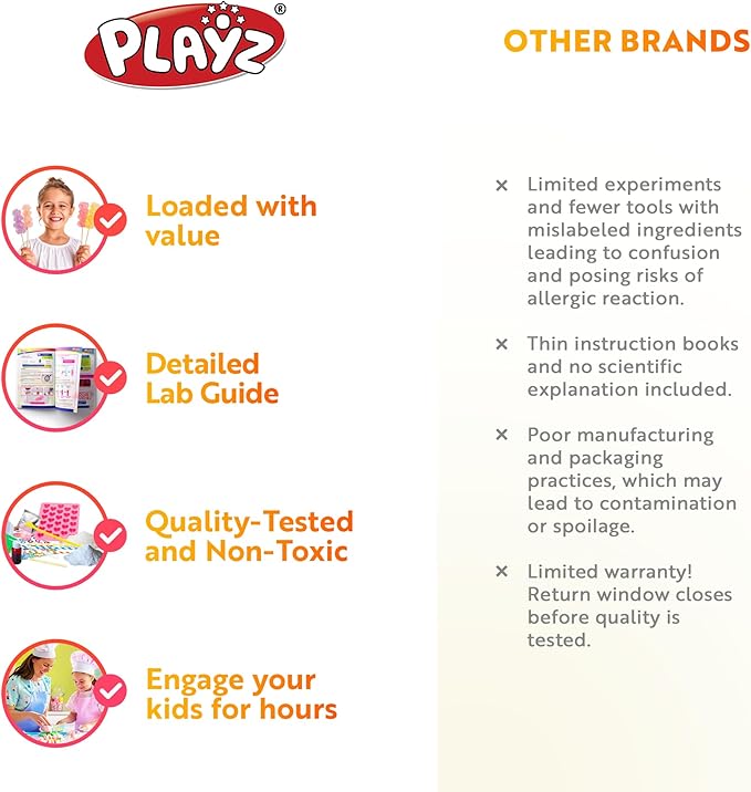 Playz Edible Exploding Candy Making Science Kit for Kids Ages 8-12 Years Old - Food Science Chemistry Kid Science Kit with 29 Experiments, Educational Science Kits for Boy & Girls