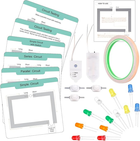 Paper Circuits Kit for Kids, STEM Electric Circuit Kit, Child-Friendly Paper Circuit Board, Led Light Diodes, Copper Foil Tape, Educational STEM Toys Science Experiments Kit for Kids 8-12