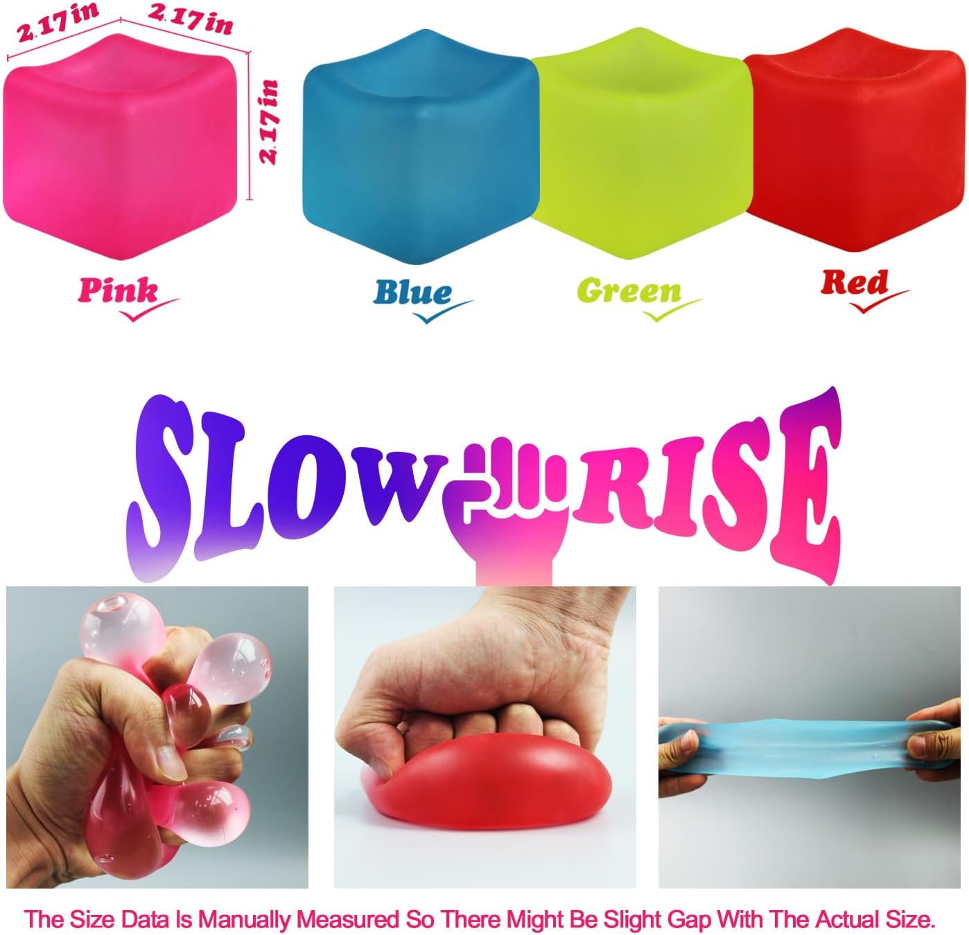 4Pack Slow Rise Squishy Square Cube Nice Stress Cube Gel Stress Balls for Adults, Malt Sugar Stress Balls, Fidget Ice Cube Squishy‘s - Relieve Anxiety/Autism/ADD/ADHD