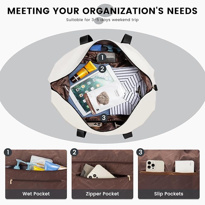 LOVEVOOK Weekender Bag, Large Travel Duffel Bag for Women with 2 Packing Cubes, Carry on Overnight Bag with Shoe Compartment, Mom Hospital Bags for Labor and Delivery