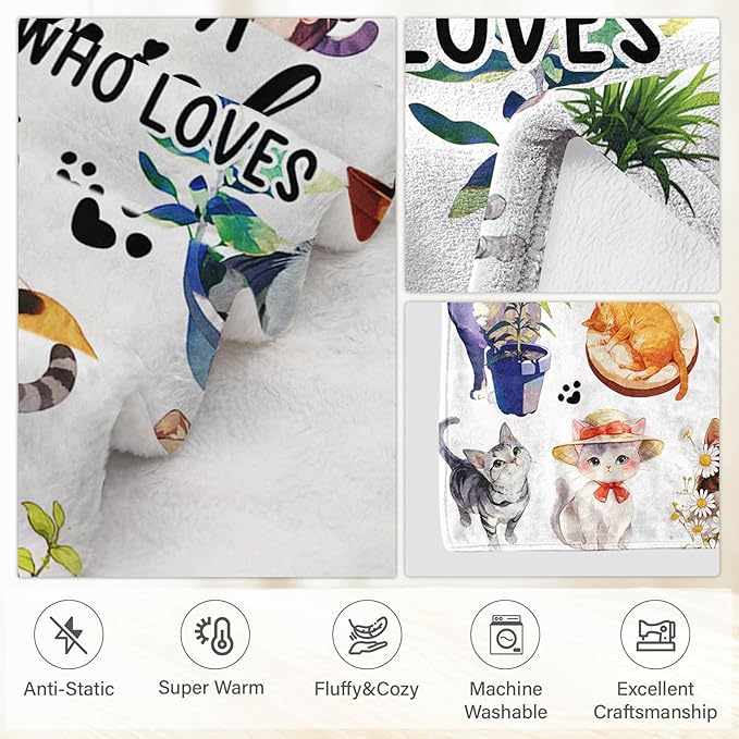 Cat Blanket Gifts for Girls, Cat Lover Gifts, Cats Thanksgiving Birthdat Gift for Women, Cats Decor for Room, Kitten Blanket 50X60 in