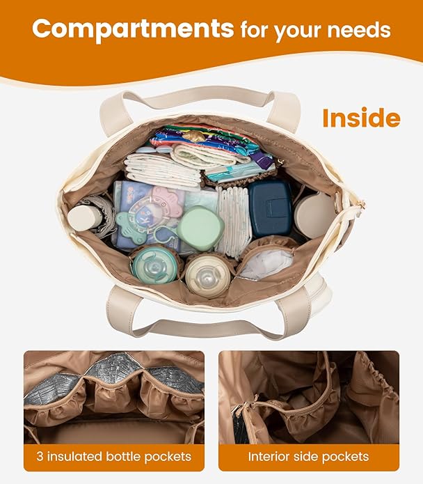 LOVEVOOK Diaper Bag Tote Large Baby Bag for Mom Hostipal and Travel Diaper Tote for Baby Boy with Pacifier Case Changing Pad