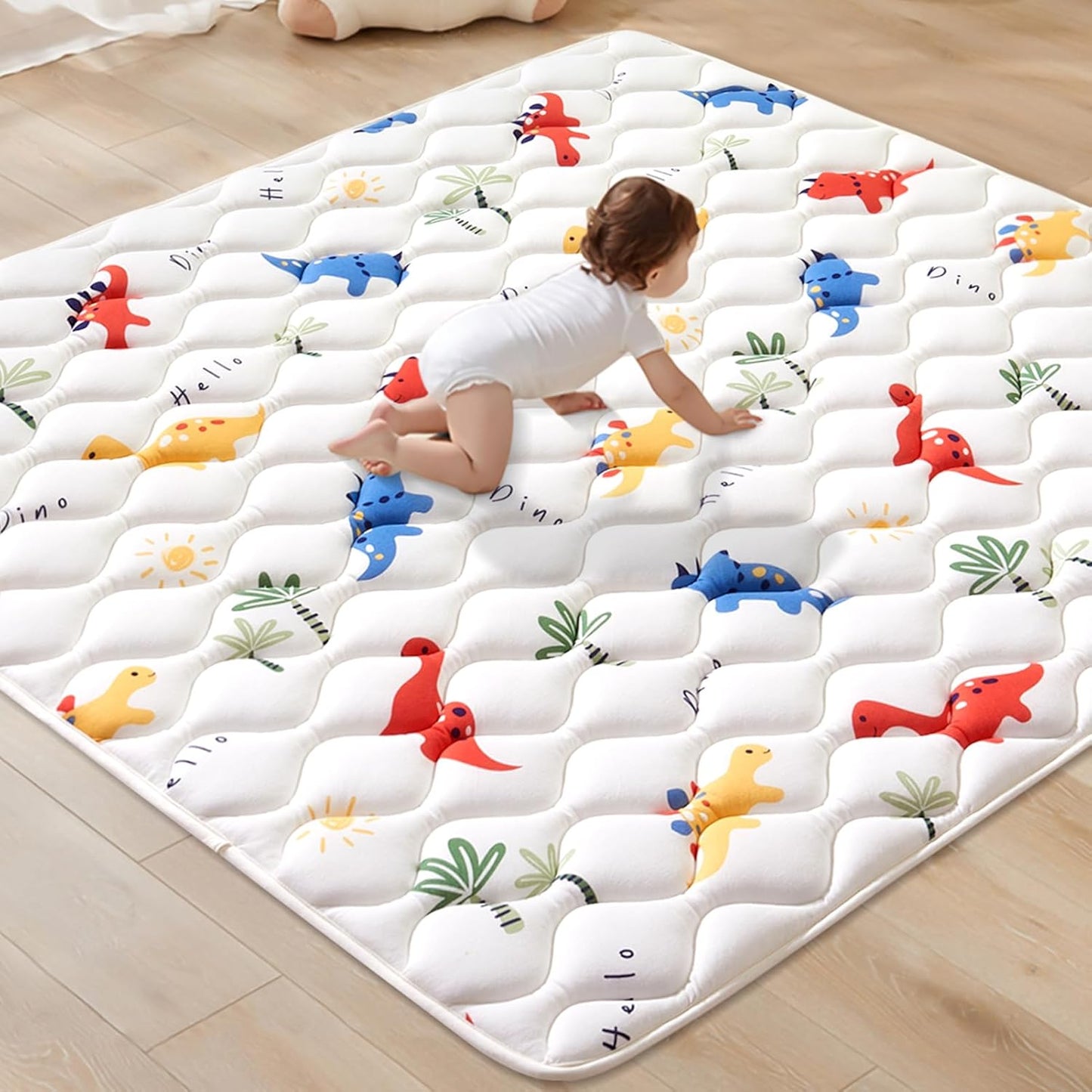 Odorless Premium Foam Baby Play Mat 36" x 36", Soft Microfiber Fabric Crawling Mat for Floor- Comfortable and Hypoallergenic, Non-Slip Cushioned Floor Playpen mat for Infants,Babies,Toddlers