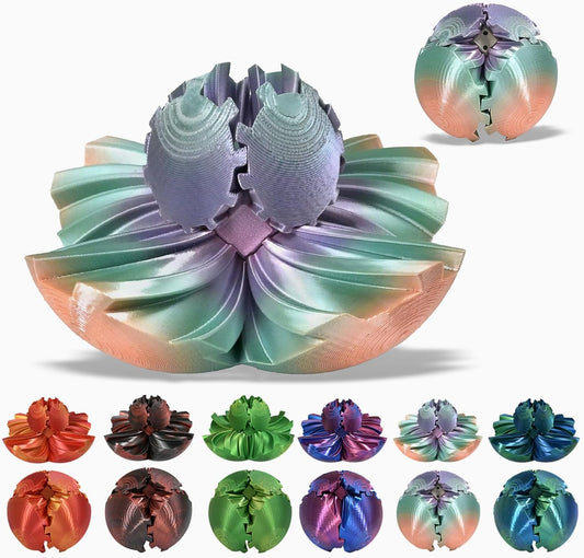 3D Printed Gear Ball, Gear Sphere Fidget Toy Stress Relif Toy for ADHD, Anxiety Relaxing Toy for Adults at Work/Study/Travel, Twist Candy Color