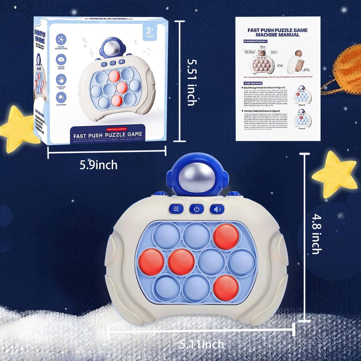 Pop GameToys for Kids 6-12, Fidget Toys for Autism Sensory Toys Mini Games,Bubble Stress Fingertip Luminescence Light Up GameBirthday Gifts for Boys, Girls