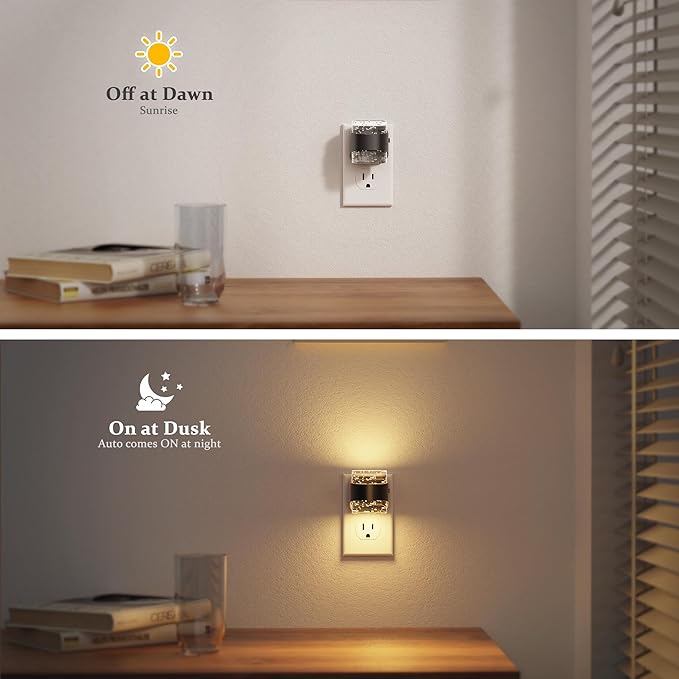 JandCase LED Night Light, Bubble Night Lights Plug into Wall, [2 Pack]Night Light 3000K/4000K/5000K & 3 Brightness Levels, Dimmable Nightlight with Dusk to Dawn Sensor for Bathroom Hallway Bedroom