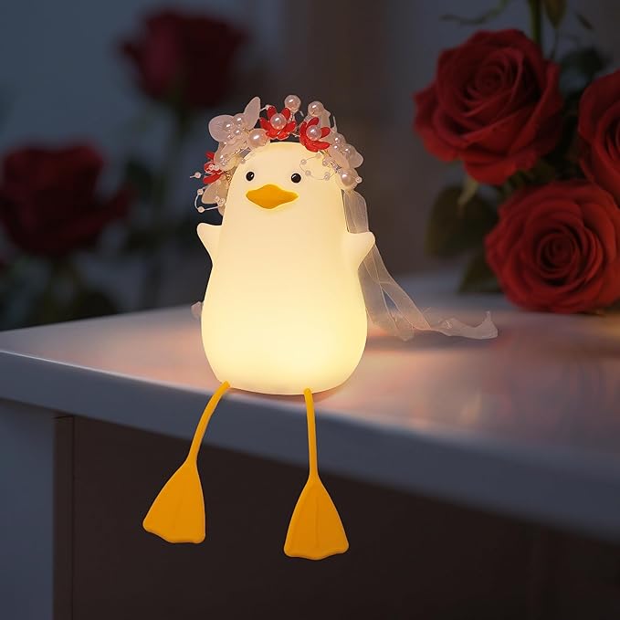 Bride Duck Night Light, Bridal Shower Gifts, Wedding Gifts for Bride/Groom with Timer & Dimmer & Rechargeable for Table Decor, Elegant Gift for Newlyweds, Anniversary, Engagement for Him Her Women Men