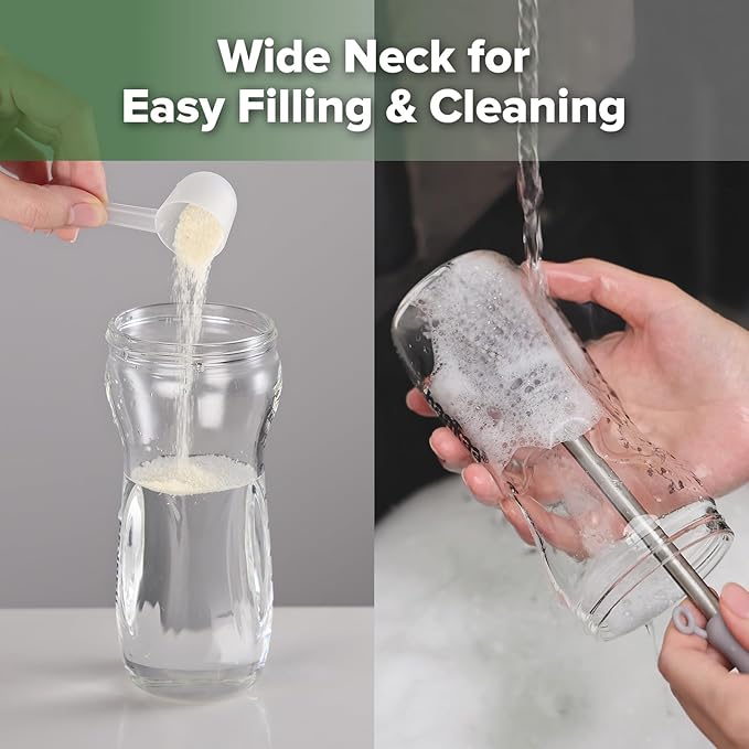 haakaa Gen.3 Natural Glass Baby Bottle 11oz/1PK - Wide Neck Anti-Colic Variable Flow Nipple,Easy to Clean & Latch for 6m+ Breastfeeding Baby Toddler,BPA-Free - Peach