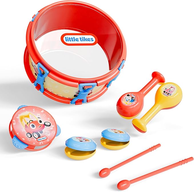 Lollipop Little Tikes Baby Musical Instruments Set - 6 Piece Drum Set, Maracas, Music Fun for Toddlers, Preschool Educational Toys - Musical Toys for Toddlers