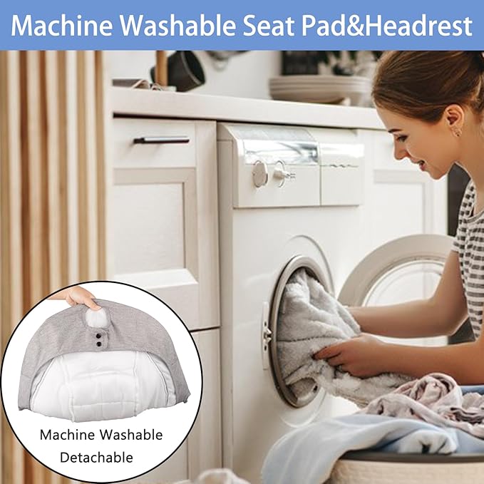 Baby Swing for Infants to Toddler Portable Babies Swing Timing Function 5 Swing Speeds Bluetooth Touch Screen Music Speaker with 10 Preset Lullabies 5-Point Carabiner (Light Grey)