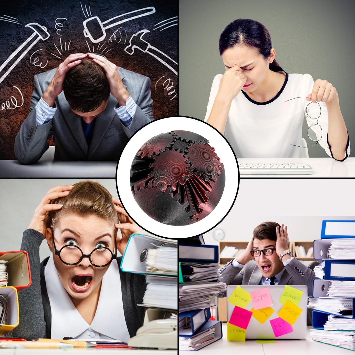 3D Printed Gear Ball Spin Ball，Gear Sphere, Gear Ball Fidget Toy, Stress Ball, GearSphere Desk Toy, Fidget Ball, Gear Toy for Stress and Anxiety Relaxing (Brown)