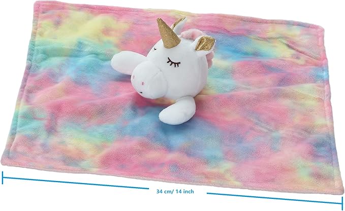 CREVENT Cozy Plush Baby Security Blanket, Loveys for Baby Girls and Boys, Birthday (Unicorn + Deer)