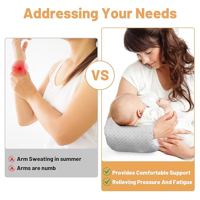 KAKIBLIN Baby Feeding Arm Pillow,Baby Nursing Arm Breastfeeding Pillows Support for Newborn Mom and Babies,Portable and Washable,Ergonomic Nursing arm Pillow for Feeding Newborn(White Cloud)