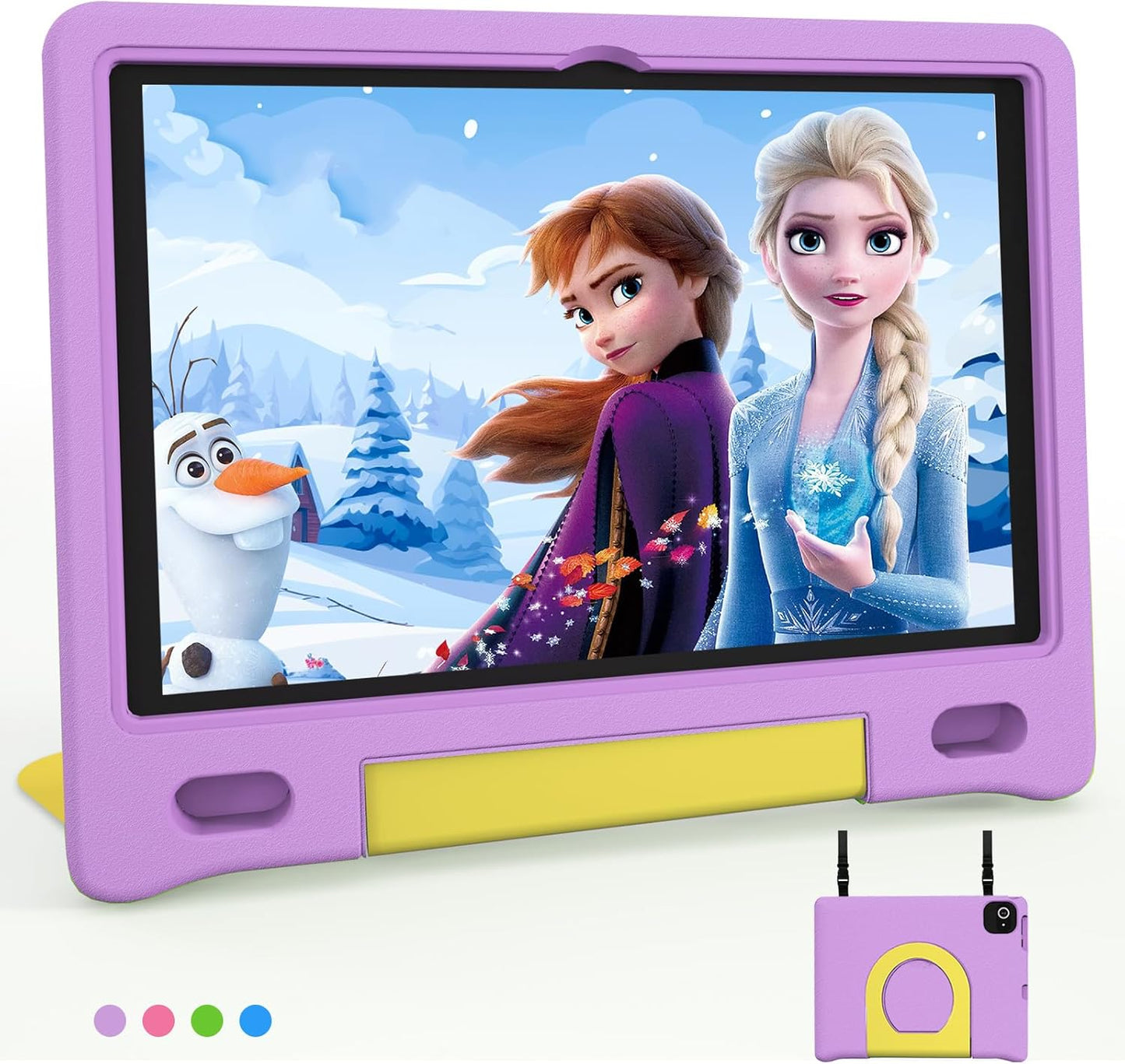 JREN Kids Table 10.1" ｜Android 14 Tablet for Kids｜64GB Storage｜Octa-Core｜WiFi ｜Cameras｜Parental Control｜Kids Content｜Case Included Great Gift for Children Ages 3-12 Years Old Purple