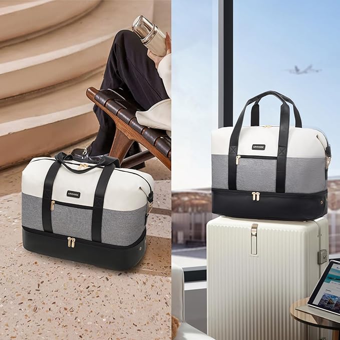 LOVEVOOK Weekender Bag, Large Travel Duffel Bag for Women with 2 Packing Cubes, Carry on Overnight Bag with Shoe Compartment, Mom Hospital Bags for Labor and Delivery