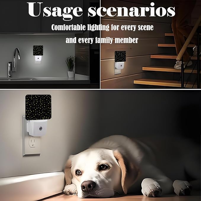 Shining Stars Night Light,Plug-in Night Lights with Dusk-to-Dawn Sensor for Stairway,Hallway,Bedroom Sleep Friendly Ideal for Women/Girls/Boys Gift,0.5w