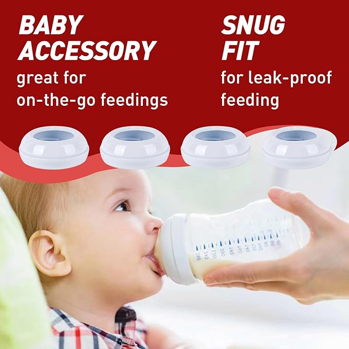 4-Pack Baby Bottle Rings for Philips Avent Natural Bottles, Baby Bottle Replacement Screw Ring Collars, Baby Bottle Nipple Rings for Avent Natural Plastic and Glass Bottles