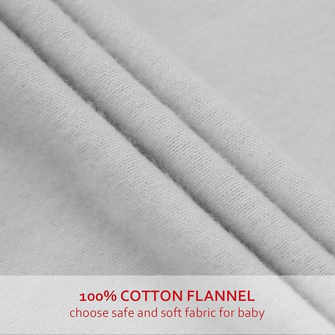 Flannel Crib Sheet 2 Pack, 100% Cotton Flannel, Heavenly Soft Fitted Sheet for Standard Crib (28" X 52") and Toddler Mattresses, Grey&Pink