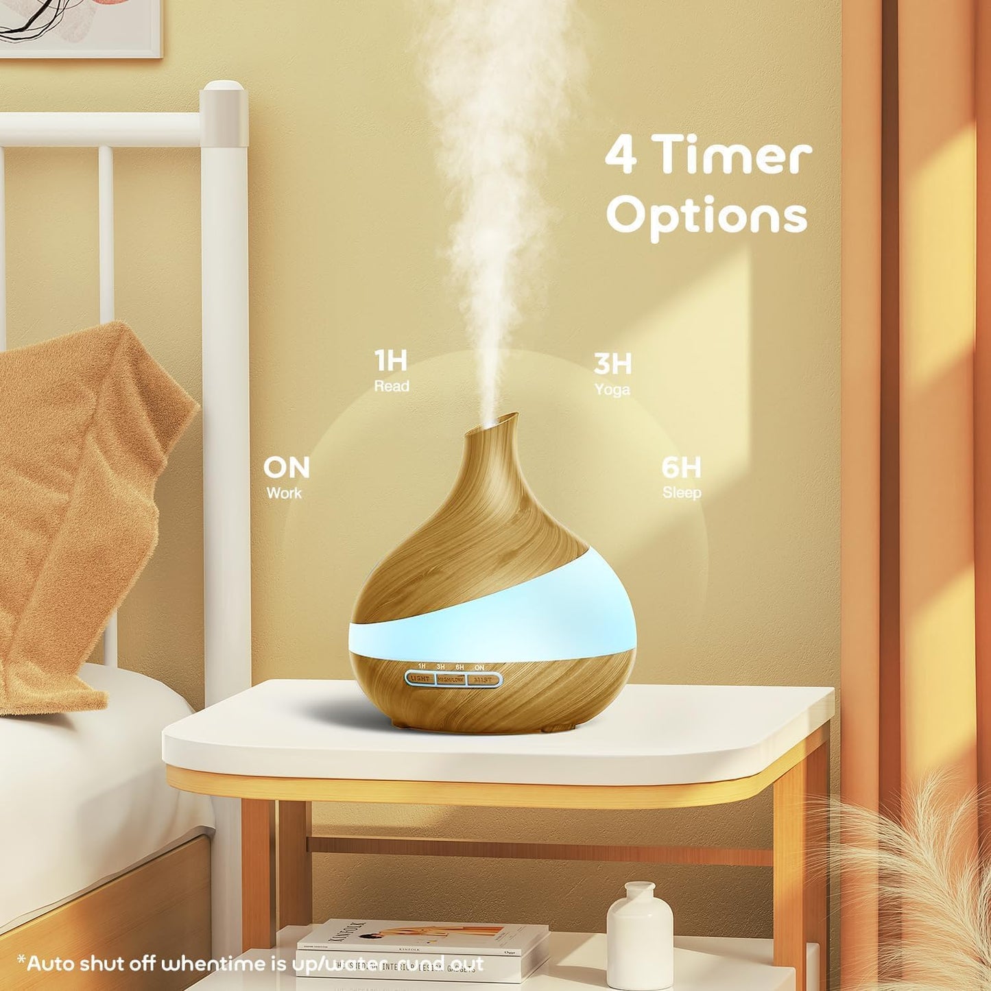 500ML Essential Oil Diffuser: Aroma Diffuser with Remote Control for Hotel Spa Yoga Room - Humidifiers for Bedroom with 14 Colors LED Night Light for Kids/Women Home Relaxation