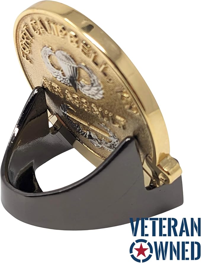 Military Challenge Coin Display Stand - Solid Metal with Anodized Finish - US Vet. Business (Black) (Black Two-Pack)