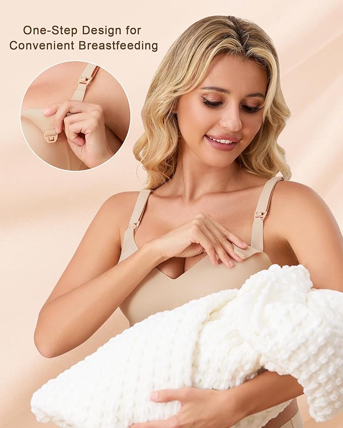 QDN 3 Pack Nursing Bras for Breastfeeding Pregnancy Bras for Women Maternity Nursing Bra Sleep Bras for Women