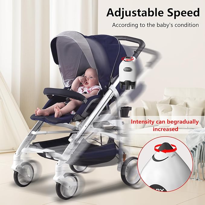 QNHMPW Baby Rocker, Portable Baby Bouncer Gently Rocks Any Stroller or Pram, Baby Vibrating Soother Adjustable Speed and USB Rechargeable, Baby Sleep Aid Newborn Essentials Must Haves Gifts