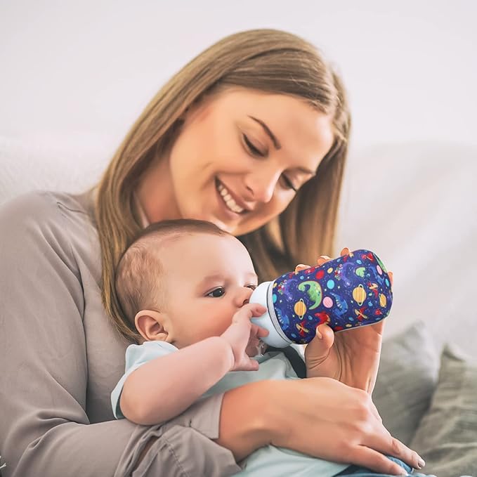 Irenare 6 Pieces 8 oz Glass Baby Bottles Sleeve Covers Bulk Neoprene Adjustable Newborn Feeding Bottles Protector Replacement Heat Cold Retention Sleeve for Nursing Infant (Shark, Whale, Dinosaur)