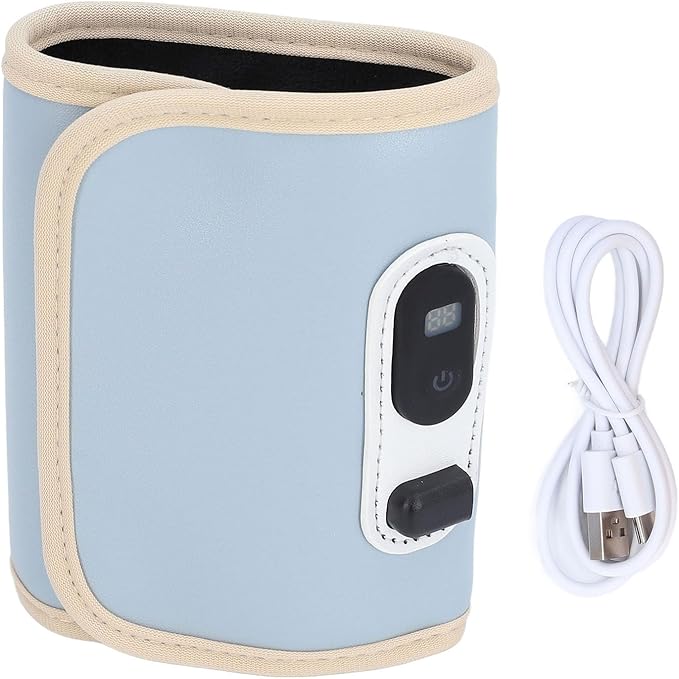 Portable Bottle Warmer, Portable Bottle Warmer For Travel USB 21 Speeds Temperature Adjustable Bottle Warmer with LED Display For Drinks, Coffee, Water, Milk (Blue)