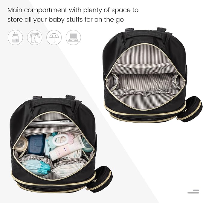 LOVEVOOK Diaper Bag Backpack with 2 Cubes, Quilted Baby Bag with Changing Pad & Pacifier Holder, Waterproof Travel Diaper Bags for Baby Boys Girls, Stylish and Large Capacity,5PCS Set, Black