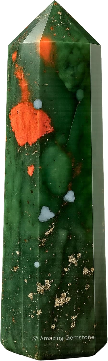 Amazing Gemstone African Bloodstone Crystal Towers ~ Natural Healing Crystal Point Obelisk for Reiki Healing and Crystal Grid (2" to 3" Inch)