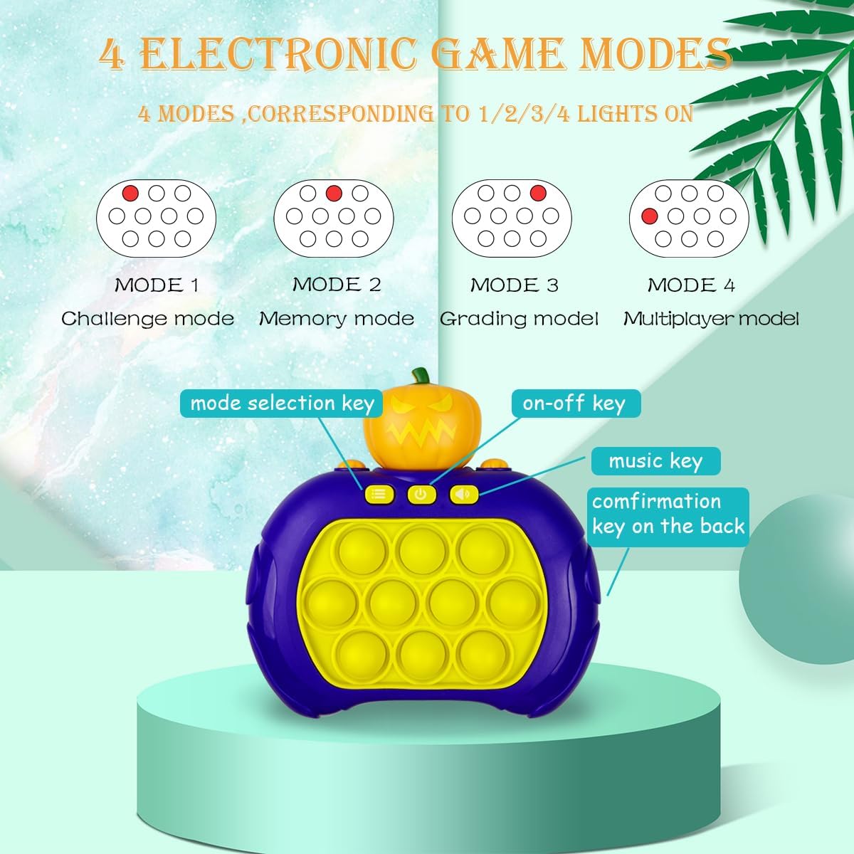 Anditoy Halloween Pop Quick Push Game, Handheld Light up Bubble Fidget Game Toy for Kids Boys Girls Teens Halloween Toys Halloween Treat Bags Gifts